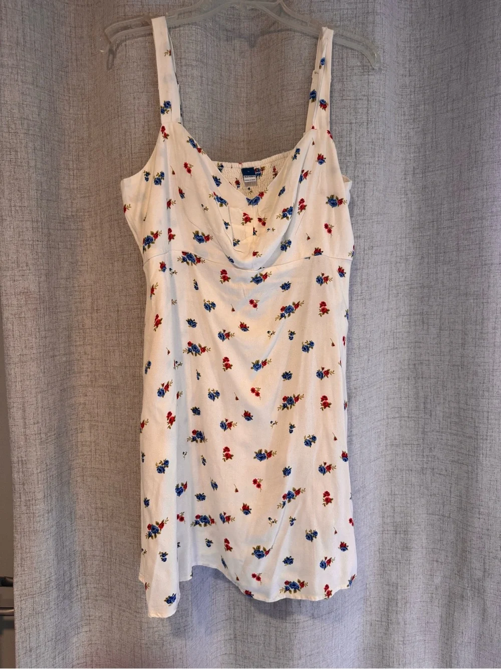 Old Navy White Floral Slip Dress with Red and Blue Flowers